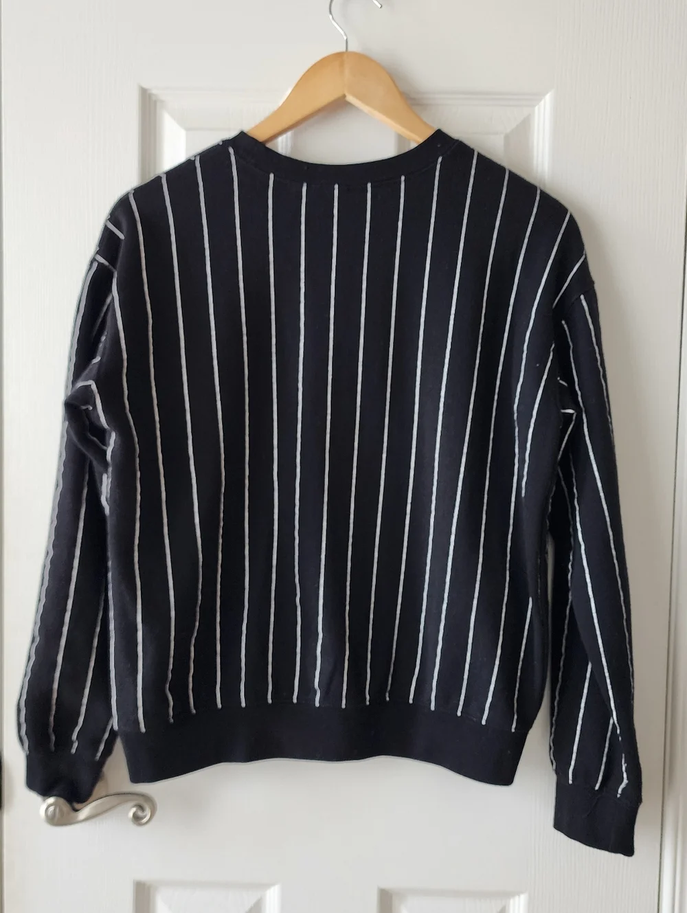 Mickey Embroidered Black Pinstripe Sweatshirt - Picture 3 of 12